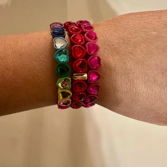 Hot Pink Bezel Heart Stacking Bracelet 💖 - Picture 4 of 4